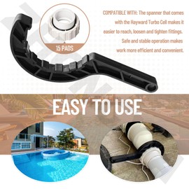 ZHONGXIA Heavy Duty Upgrade Salt Water Chlorinator Pool Tool Wrench Compatible with Hayward Turbo Cell, GLX-Cell 2″ Union - Salt Cell Wrench for Most 1998-Up Chevy & GMC Trucks (15 Pads)