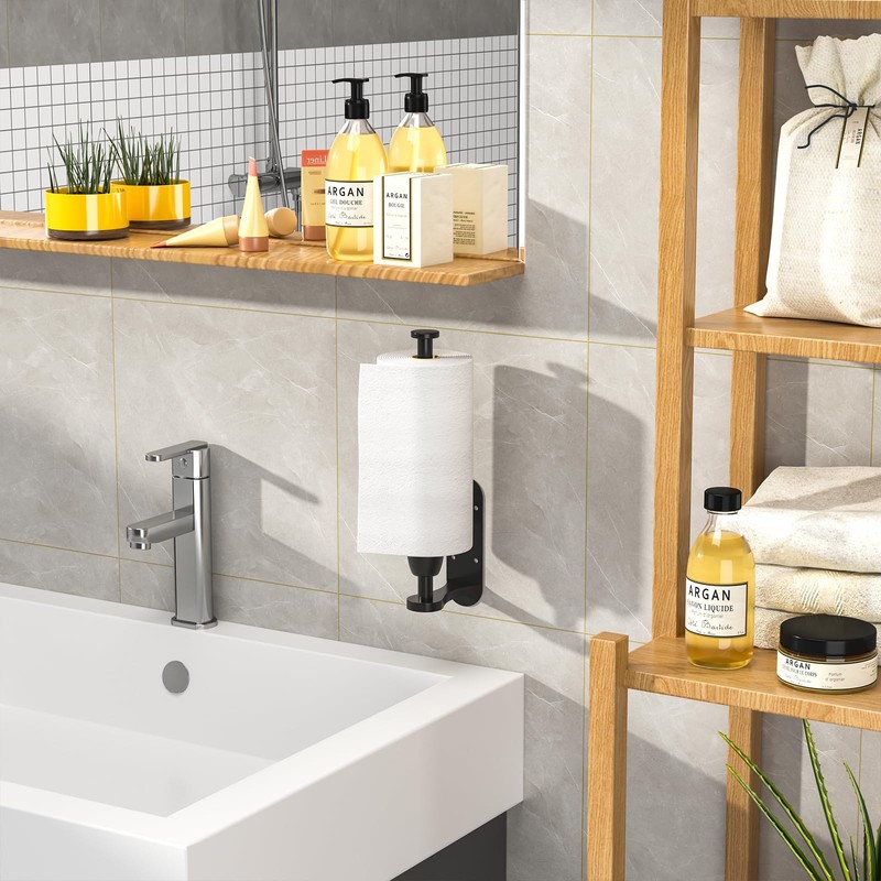 Swaitee Kitchen Roll Holder without Drilling, One-Handed Operation Kitchen Roll