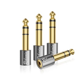 RIKSOIN Jack Adaptor 3.5 mm to 6.35 mm Pack of 4, 6.35 Jack Plug Adapter to 3.5 Jack Headphone Adapter [Gold-Plated, Hi-Fi Sound] for Headphones, Speakers, Keyboards, Electric Guitar/Piano