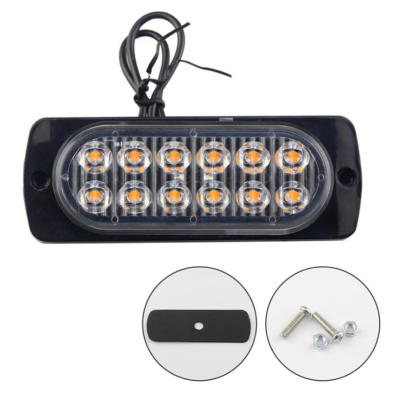 4PCS 12 Strobe LED White Light+Yellow Light Hazard Beacon Emergency