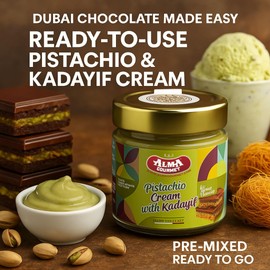 Dubai Chocolate Pistachio Cream with Kadayif – Pre-Mixed Filling with Italian Pistachio Cream & Crispy Kadayif – Ideal for Dubai Chocolate-Inspired Desserts – 7.05oz (200g)