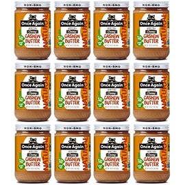Once Again Natural Creamy Cashew Butter, 16oz - Unsweetened - Peanut Free, Gluten Free Certified, Vegan, Kosher - Glass Jar - Case of 12