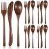 Geiserailie 12 Pcs Wooden Utensils for Eating Wooden Spoon Fork