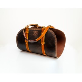 Woodman's Pal Premium Buffalo Leather Log Carrier, Luxury Handcrafted Firewood Carrier, Heavy-Duty Firewood Bag for Wood Carrying, Made in USA - Ideal for Outdoors and Camping (Crazy Horse Black)