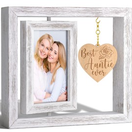 Christmas Aunt Gifts from Niece Nephew, Best Aunt Ever Christmas Gifts for Aunts Niece Gift from Auntie, Best Auntie Picture Frame for 4x6 Photos, Great Aunts Birthday Gift for Women Rustic White