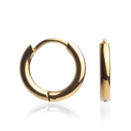 Kleine Creolen gold • Filigrane Ohrringe Basic • Nickelfreie Ohrhänger Edelstahl 18k vergoldet • Wasserfester Modeschmuck • MIX & MATCH • Ø 12mm