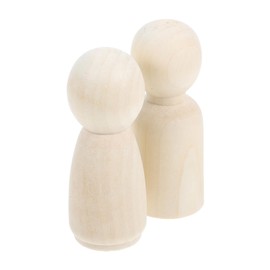 VILLFUL 2pcs Unfinished Wooden Peg Dolls for DIY Crafting Blank Wooden Figures for Painting Natural Wood Dress Up Dolls Unique Decoration for Adults