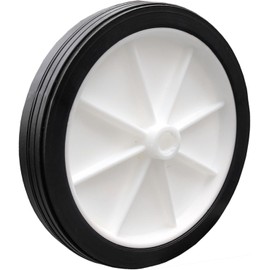 Utility Wheel with Black Rubber Tyre, 100mm Diameter for Air Compressor Trolley Shopping Bag or Cart Puncture Proof PU 4 Inch White Plastic Wheel 8mm Bore