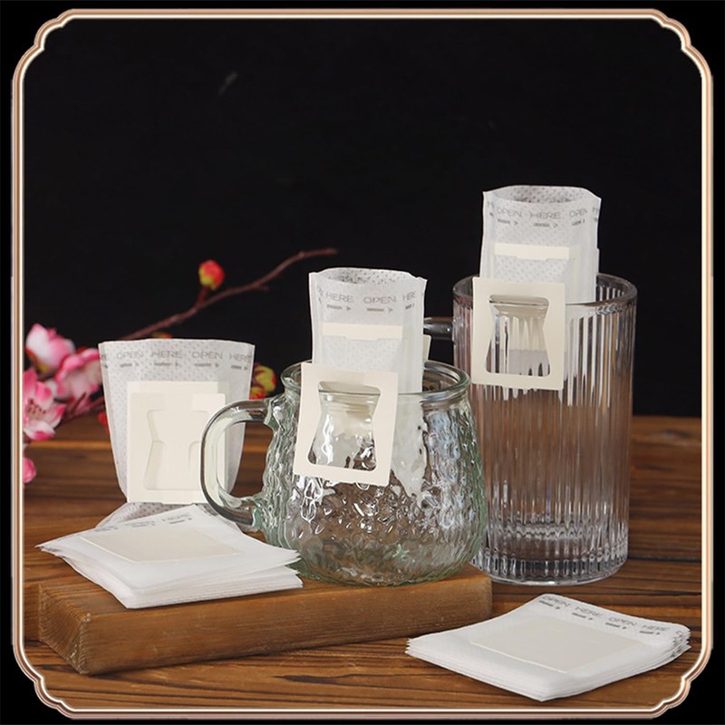 Hysgscwd 100Pcs Portable Coffee Filter Paper Bag, Hanging Ear Drip