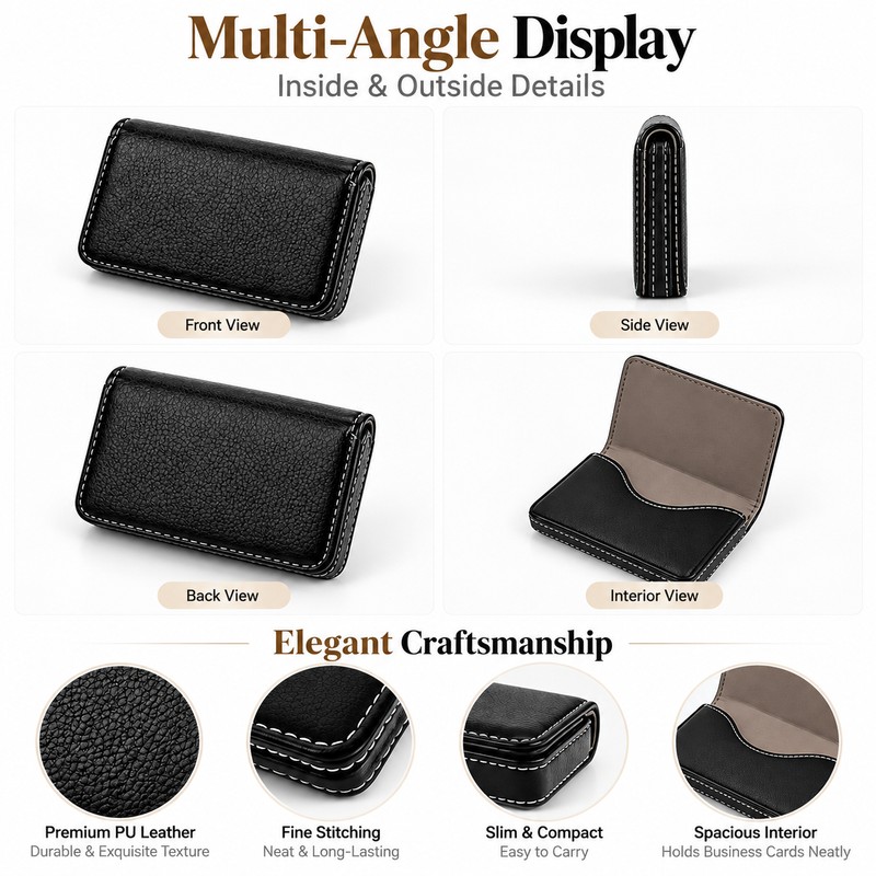 PU Leather Card Holder for Business & Credit Cards –
