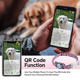 LED Smart QR Code Dog Collar - Lost at Night Collar Showing Details of Owner and pet - Durable, Adjustable, Soft - Rose red Suitable for Small, Medium and Large Dogs