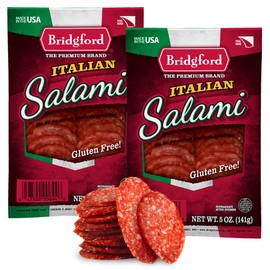 Bridgford Italian Salami 5 oz Pack of 2 - Zero Carb Healthy Salami Sliced Charcuterie Meat for Your Charcuterie Boards or Antipasto Platters - Italian Salami Snack for On-the-Go Snacking