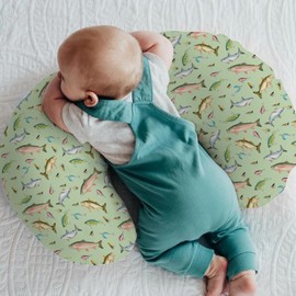 Fishing Baby Nursing Pillow Covers for Boy Girl Freshwater Fishes Lures Nursing Slipcovers for Breastfeeding Pillows Soft Stretchy Lake Outdoors Fishing Lovers Gift Removable Cover for Newborn Infant