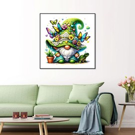 FHBUBPUP Gnome Diamond Art Painting Kits for Adults, Butterfly Gnome Diamond Painting Art, 5D DIY Full Drill Round Gem Art Craft Home Wall Decor Gift 30x30cm