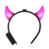 FlashingBlinkyLights Light Up Prismatic Pink Devil Horns Headbands with Multi-Function