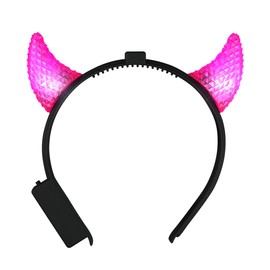 FlashingBlinkyLights Light Up Prismatic Pink Devil Horns Headbands with Multi-Function LED