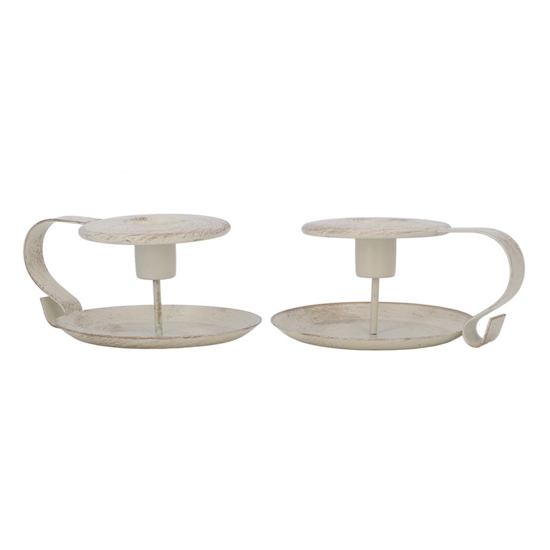 2pcs Taper Candle Holders Simple Antique Finish Iron Candle Holder