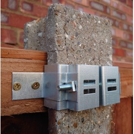 Postfix® 4" x 4" SLOTTED CONCRETE FENCE POST Brackets COMPLETE with Integral Security Clips (PAIR)