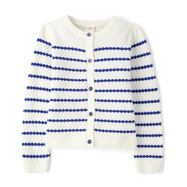 Gymboree,Girls,and Toddler Long Sleeve Cardigan Button Up Sweater,White Striped,6