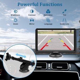 Backup Camera for Car 7 Inch HD 1080P Front Rear View Monitor kit License Plate Frame Camera with Night Vision, Waterproof DIY Grid Lines for Truck/RV/Tractor/Semi-Trailers/Pickup H9