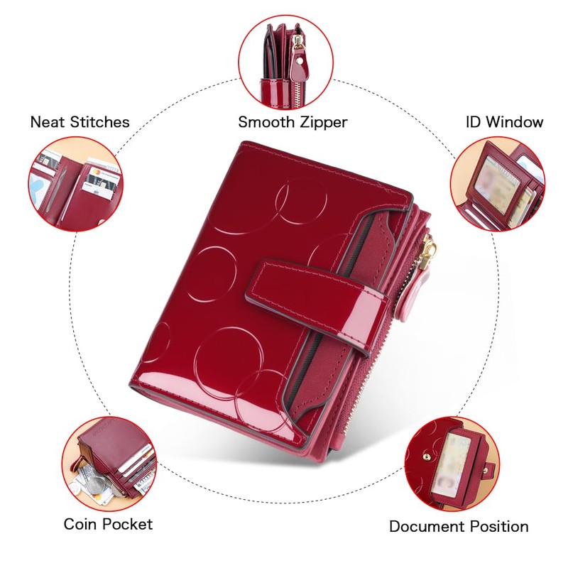Noble and elegant women's leather wallet, sequins, detachable ID card