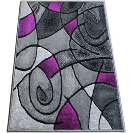 YHSF Modern Contemporary Area Rug for Living Room Bedroom Office Rug Trendz Style (Purple, 2 Feet x 3 Feet)