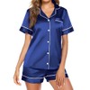 Ekouaer Satin Pajamas for Women Button Down Sleepwear Soft Silk