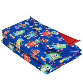 Wildkin Kids Nap Mat Cover for Boys & Girls, Sewn-in Flap Design Rest Mat Cover, Perfect for Preschool and Daycare, Fits Our Vinyl Nap Mat up to 1.5 Inches Including Basic Sleep Mat (Robots)