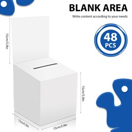 MOJIEZUO 48 Pack Raffle Box Donation Box for Fundraising, Ballot Box Cardboard Box with Slot for Ticket and Removable Header Charity Box for Collecting Business Card Voting Contes, 6 x 6 x 6 Inch