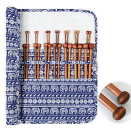 Vokowin Bamboo Knitting Needles Short 25cm, Lightweight Wooden Knitting Needle Set,Warm Bamboo Needles for Arthritis Hands Beginner Knitter Gift Set (K280-1)