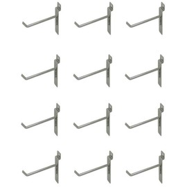 12 Count 4" Chrome Slat wall, Slat board Hooks, Panel Display Hooks, Grid wall Hooks 2" / 4" / 6" / 8" / 10" / 12" for Shop Display Fitting (4")