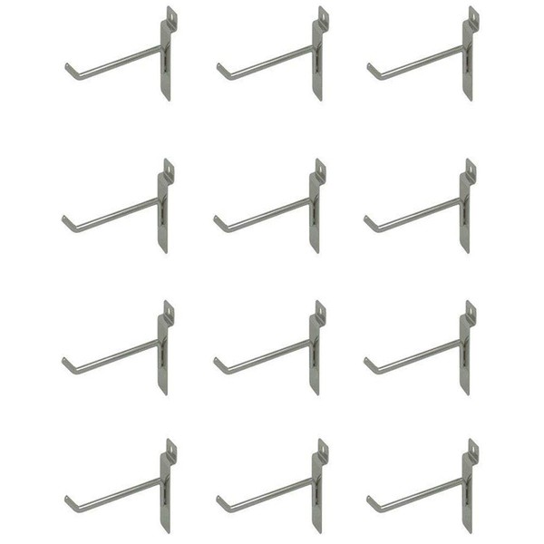 12 Count 4" Chrome Slat wall, Slat board Hooks, Panel