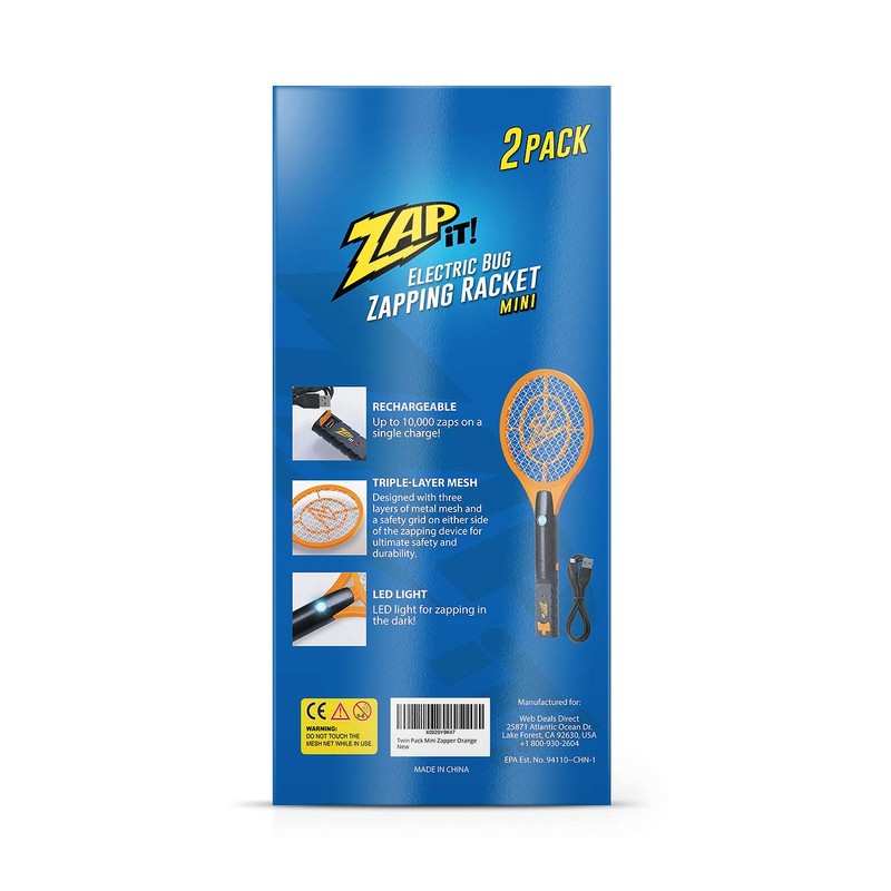ZAP IT! Bug Zapper Rechargeable Bug Zapper Racket, 4,000 Volt,