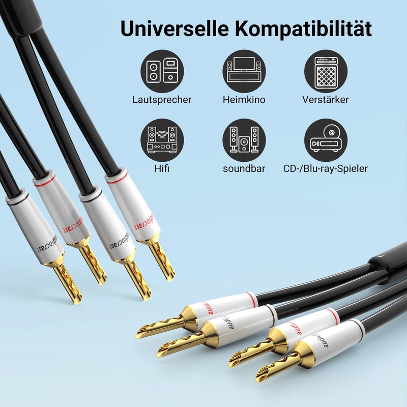 Tertullus 1 Pair of High-End Speaker Cable OFC Silver-Plated with
