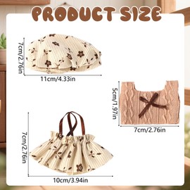 Lyreh 17cm Plush Doll Clothes Set, Adorable Plush Toy Outfit Including Crochet Sweater Beret and Dress Skirt for 6.7in Cute Doll Hat Clothing Accessories