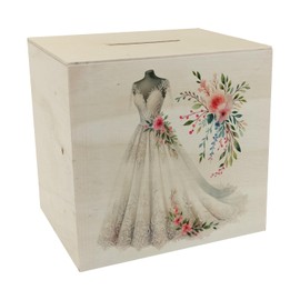 Wedding Dress Money Box Wooden Wedding Dress Piggy Bank Ideal for Weddings Happiness Wedding Ceremony Gift for Groom Bride