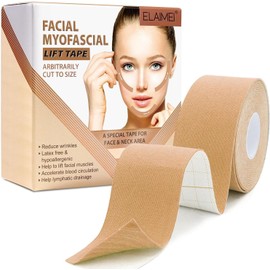 Anti Wrinkle Tape Wrinkle Patches,Face Lift Tape,V Face Band Elastic Bandage Face Lifting Band Slim Bite Muscle Strapping Girdle,Facial Myofascial Lift Tape (2.5CM*5M*1 PCS)