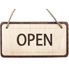 Wooden Open Closed Sign 15Ñ7 Inch - Wooden Rustic Open and Closed Sign for Business - Wood Hanging Business Open Sign with Rope - Double Sided Vintage Open signs for Shop Door Window Open Close Sign