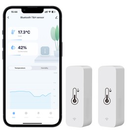 Bluetooth Thermometer Hygrometer Wireless Temperature Sensor Humidity Sensor with Notification for Nursery Terrarium Greenhouse (Pack of 2)