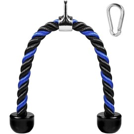 Deluxe Tricep Rope Pull Down Cable 27 & 36 Inch Rope Length Non-Slip Cable Attachment for Gym Workout Exercise Straps Fitness Equipment - Color: Blue&Black-36''