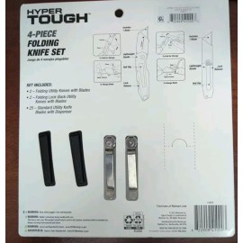 Hyper Tough 4-Piece Folding Utility Knife Set +25 Blades Brand New & Free Ship