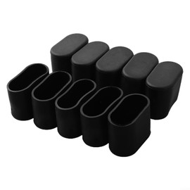 10 Pcs Oval Rubber Chair Leg Caps Prevent Scratches and Noise for Office Home Patio Garden Black 15x30mm