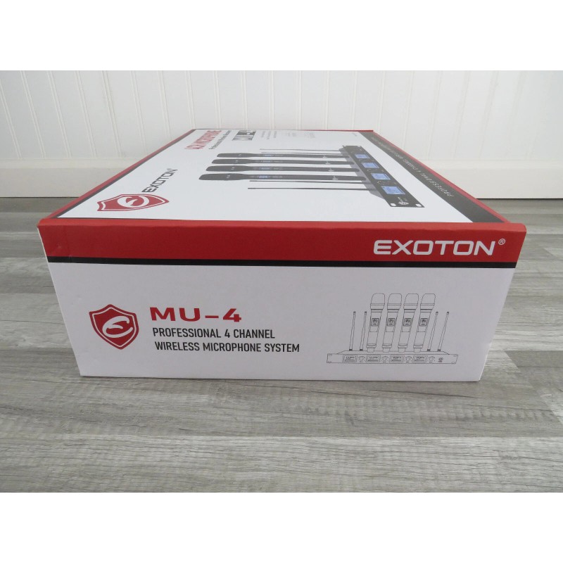 Exoton MU-4 Professional 4 Channel UHF Wireless Microphone System Rack