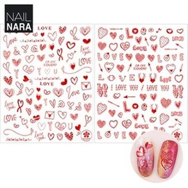 Nail Nara Valentine Heart Lettering Nail Sticker Metallic Red_Select Option (S6544406) / 발렌타인 하트 레터링 네일스티커 메탈릭레드_옵션선택 (S6544406)