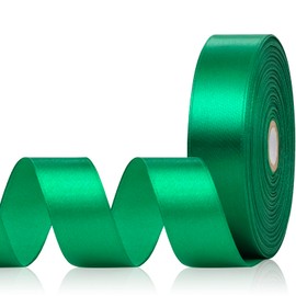 Aoropo Green Satin Ribbon 1 Inch, 60 Yards Green Fabric Ribbon for Hair, Crafts, Graduation Wreaths, Flower Bouquet, Gift Wrapping, Invitation Cards, Christmas