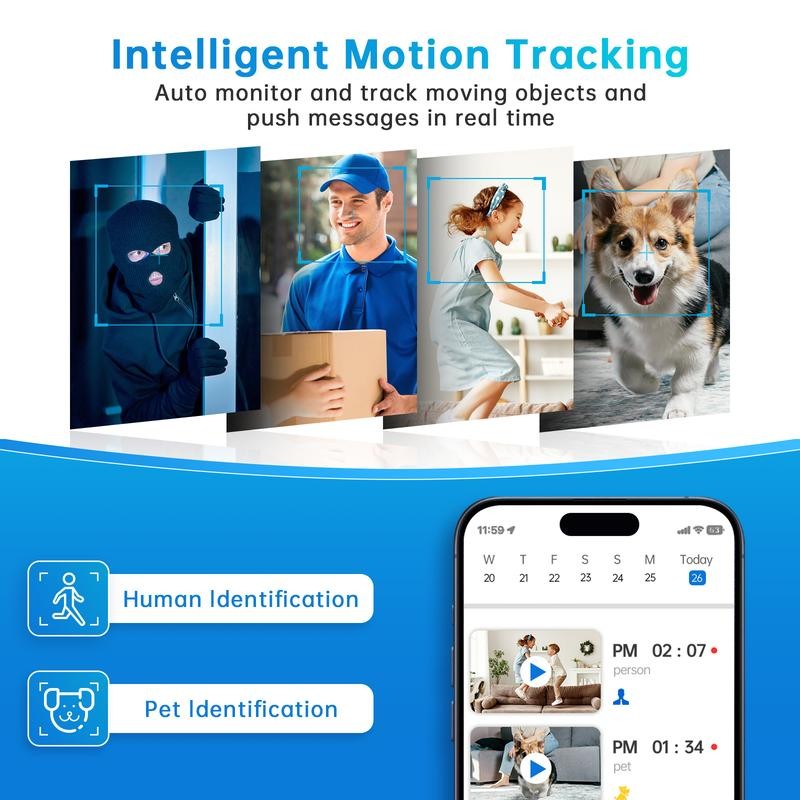 Indoor Security Camera with Motion Detection Siren Night Vision Two-Way