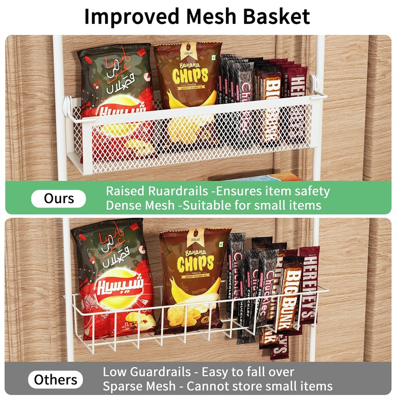 Fovkdcvw Over the Door Pantry Organizer, 6-Tier Pantry Door Organization