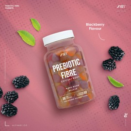 Prebiotic Fibre Gummies - 3g - Chicory Root Inulin, BlackBerry, Strawberry & Peach Flavour - Kosher, Halal - 60 Vegan Gummies.