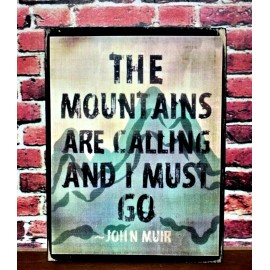 handmade The Mountains Are Calling and I Must Go Tiered Tray Sign Shelf Sitter 3.5X4.5