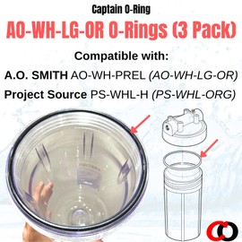 Captain O-Ring – Replacement AO-WH-LG-OR O-Rings for AO Smith AO-WH-PREL, PS-WHL-H (PS-WHL-ORG) Whole House Water Filter Housing (3 Pack)